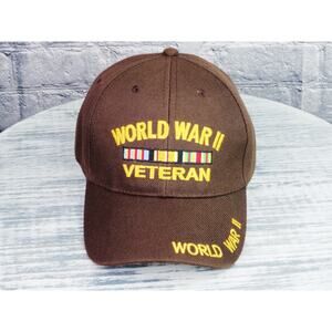 World War II Veteran Military Adjustable (Hook & Loop) Brown Cap Hat One Size